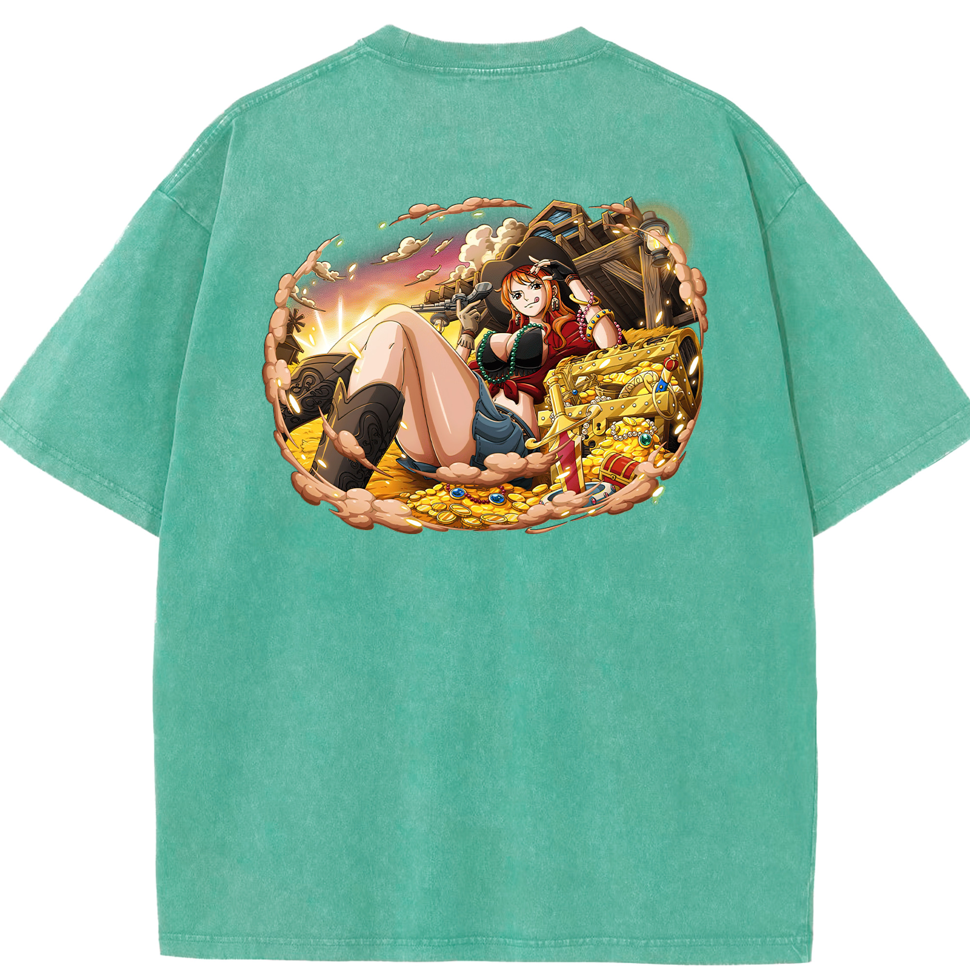 ワンピース ナミ ONE PIECE Nami 綿100% ヴィンテージ風 半袖Tシャツ（背面プリント）